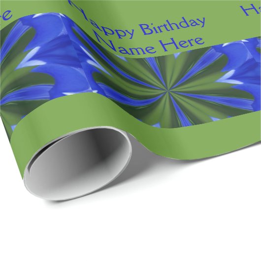 Blue and Green Abstract Pattern Happy Birthday Cadeaupapier (Rol Hoek)