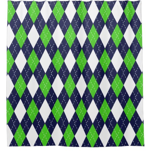 Blue and Green Argyle Pattern Douchegordijn (Voorkant)