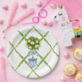 Blue and Green Chinoiserie Topiary Lemon Plates Papieren Bordje (Feest)