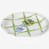 Blue and Green Chinoiserie Topiary Lemon Plates Papieren Bordje (Gekanteld)