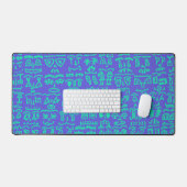 Blue and Green Doodle Desk Mat – Abstract Artistic (Clavier et souris)
