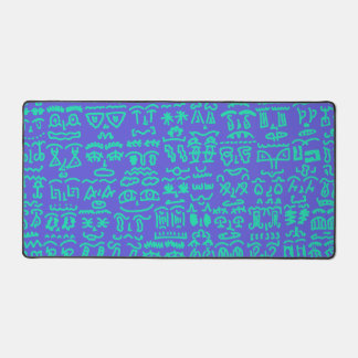 Blue and Green Doodle Desk Mat – Abstract Artistic