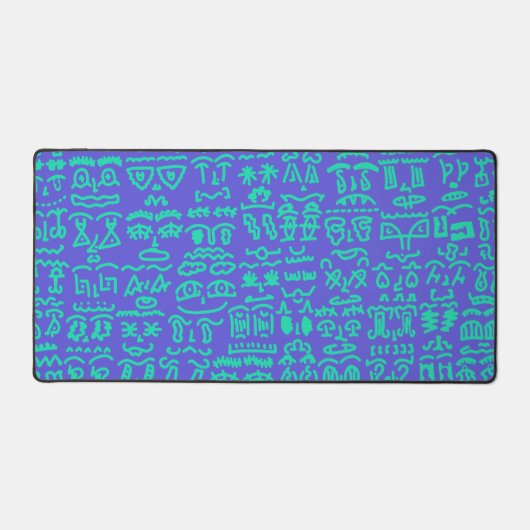 Blue and Green Doodle Desk Mat – Abstract Artistic (Recto)