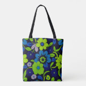 Blue and Green Floral Tote Bag (Dos)