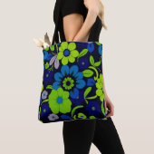 Blue and Green Floral Tote Bag (De près)