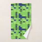 blue and green geometric pattern bad handdoek (Handdoek)