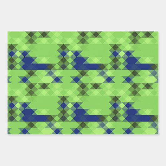 blue and green geometric pattern inpakpapier vel (Voorkant)
