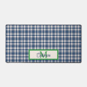Blue and Green Gingham Plaid Tartan Monogram Bureaumat (Voorkant)