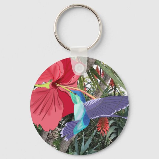 Blue and Green Hummingbird Sleutelhanger (Voorkant)