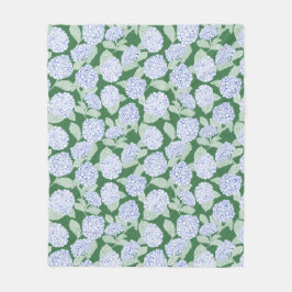 Blue and Green Hydrangea Floral Throw Blanket Fleece Deken
