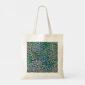 Blue and green leopard print tote bag (Achterkant)