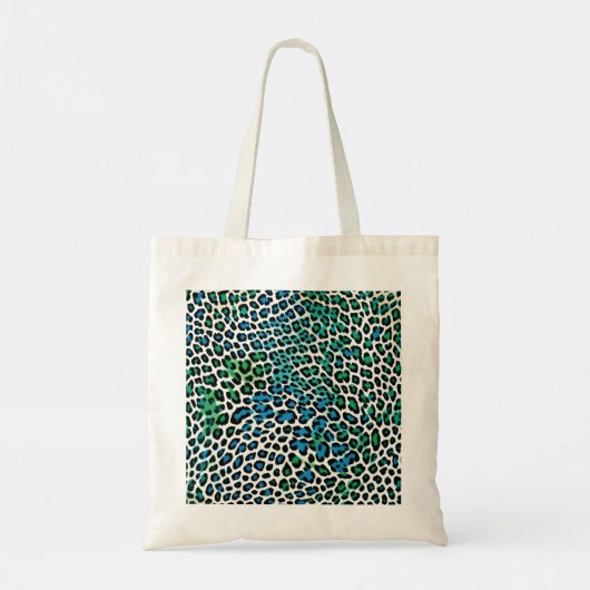Blue and green leopard print tote bag (Achterkant)