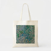 Blue and green leopard print tote bag (Voorkant)