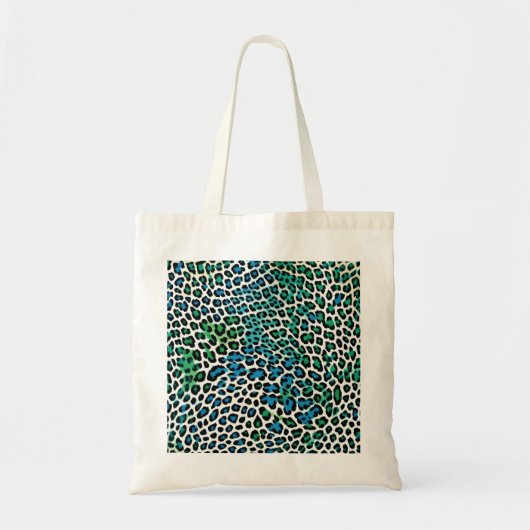 Blue and green leopard print tote bag (Voorkant)