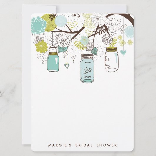 Blue and Green Mason Jars Table Numbers Card Kaart (Achterkant)