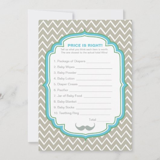 Blue and Green Mustache Price est la bonne carte d (Devant)