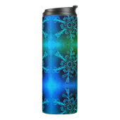 Blue and Green Snowflake Monogram Thermal Tumbler Thermosbeker (Gedraaid links)