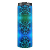 Blue and Green Snowflake Monogram Thermal Tumbler Thermosbeker (Achterkant)