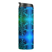 Blue and Green Snowflake Monogram Thermal Tumbler Thermosbeker (Geroteerd rechts)