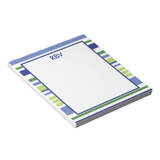 Blue and Green Stripe Notepad Notitieblok (Schuin)
