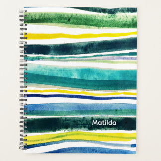Blue and green stripes planner
