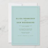 Blue and Green Wes Anderson Geïnspireerd huwelijk Kaart (Voorkant)