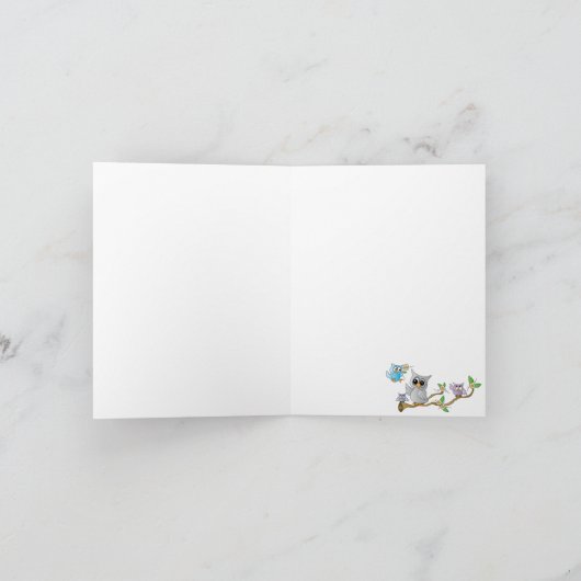 Blue and Grey Baby Owl Baby shower Bedankt (Binnen)