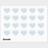Blue and Ivory Damask Heart Shaped Wedding Sticker (Vel)