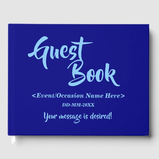 Blue and Light Sky Blue Generic Event Guest Book Gastenboek (Voorkant)