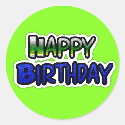 Blue and Lime Green Happy Birthday Stickers (Voorkant)