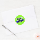 Blue and Lime Green Happy Birthday Stickers (Envelop)