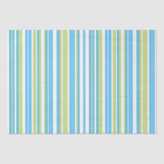 Blue and Lime Green Striped  Tissue Paper Tissuepapier (Voorkant)