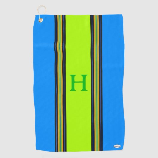 Blue and Limoen Personalized Golf Towel HAMbWG Golfhanddoek (Voorkant)