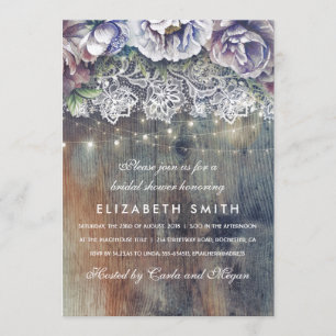 Blue and Maroon Rustic Floral Vrijgezellenfeest Kaart