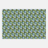 Blue and Navy Flowers with Foliage  Inpakpapier Vel (Voorkant 3)