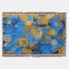  Blue and Orange Concentric Circles Throw Blanket Deken