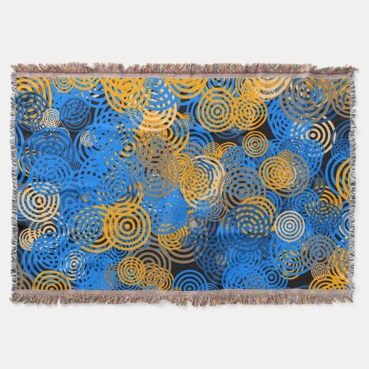 Blue and Orange Concentric Circles Throw Blanket Deken (Voorkant)