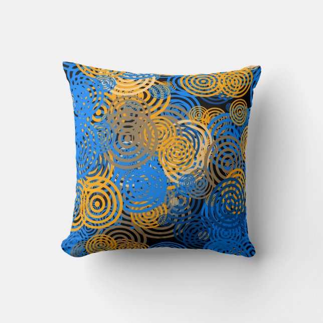 Blue and Orange Concentric Circles Throw Pillow Kussen (Voorkant)