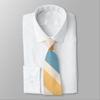 Blue and Orange Diagonal Retro Stripes Groovy Stropdas