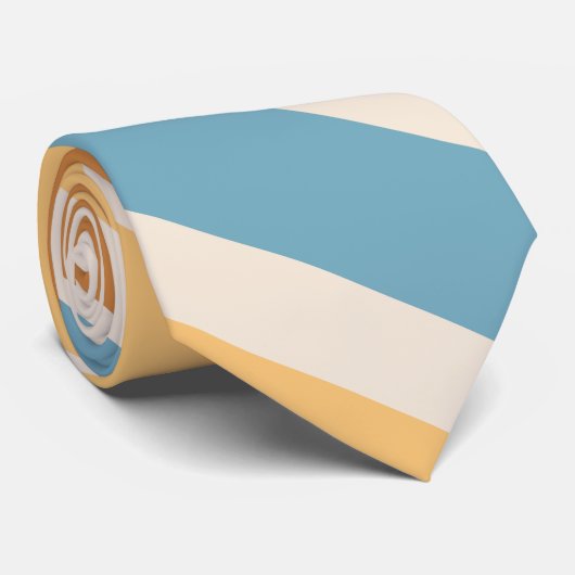 Blue and Orange Diagonal Retro Stripes Groovy Stropdas (Opgerold)