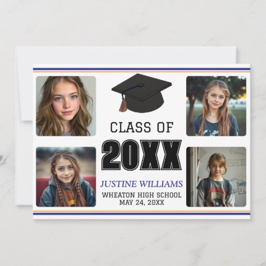 Blue and Orange Graduation Announcement Aankondiging (Voorkant)