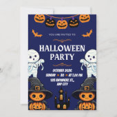 Blue and Orange Pumpkin Boo Halloween Party Kaart (Voorkant)