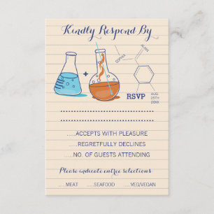 Blue and Oranje Chemistry Wedding Response Cards RSVP Kaartje