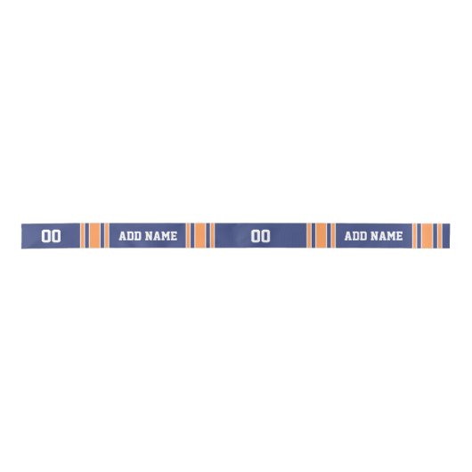 Blue and Oranje Jersey Stripes Custom Name Number Lint (Voorkant)