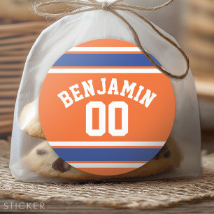 Blue and Oranje Sports Jersey Custom Name Number Ronde Sticker