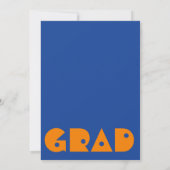 Blue and Oranje Typography Graduation Party Kaart (Achterkant)