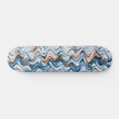 Blue and Oranje Wavy Curvy Lined Pattern Skateboard (Horizontaal)