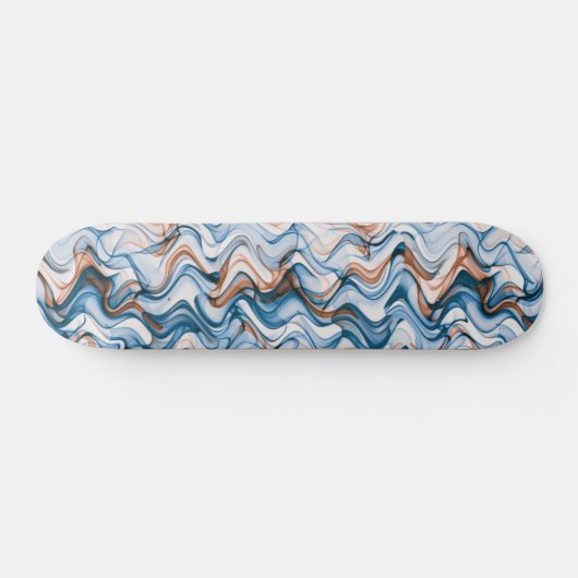 Blue and Oranje Wavy Curvy Lined Pattern Skateboard (Horizontaal)