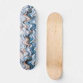 Blue and Oranje Wavy Curvy Lined Pattern Skateboard (Voorkant)
