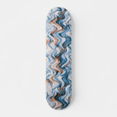Blue and Oranje Wavy Curvy Lined Pattern Skateboard (Voorkant)